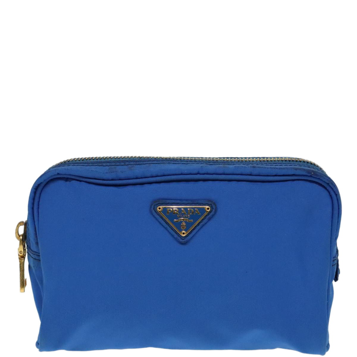 PRADA Pouch Nylon Blue Gold Auth 91930 - 0