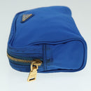 PRADA Pouch Nylon Blue Gold Auth 91930-4
