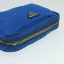 PRADA Pouch Nylon Blue Gold Auth 91930-5