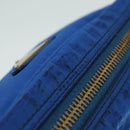 PRADA Pouch Nylon Blue Gold Auth 91930-6