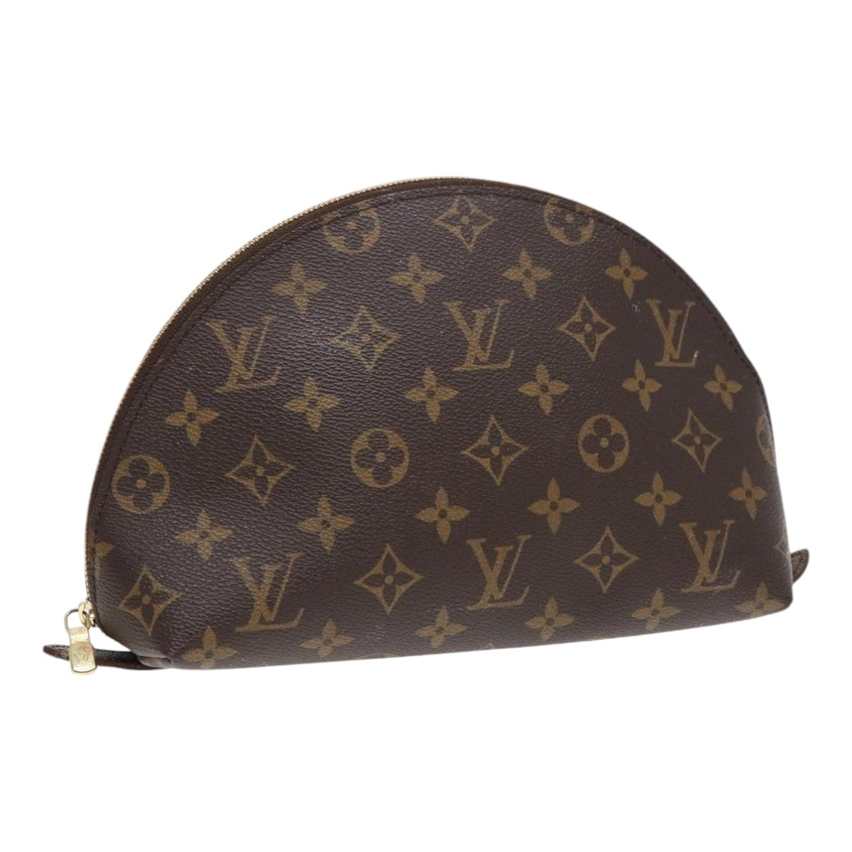 LOUIS VUITTON Monogram Trousse Demi Ronde Cosmetic Pouch M47520 LV Auth 91944