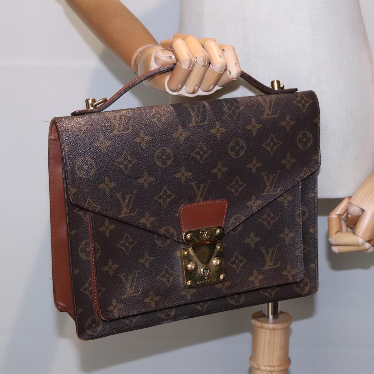 LOUIS VUITTON Monogram Monceau 28 Hand Bag 2way M51185 LV Auth 91965