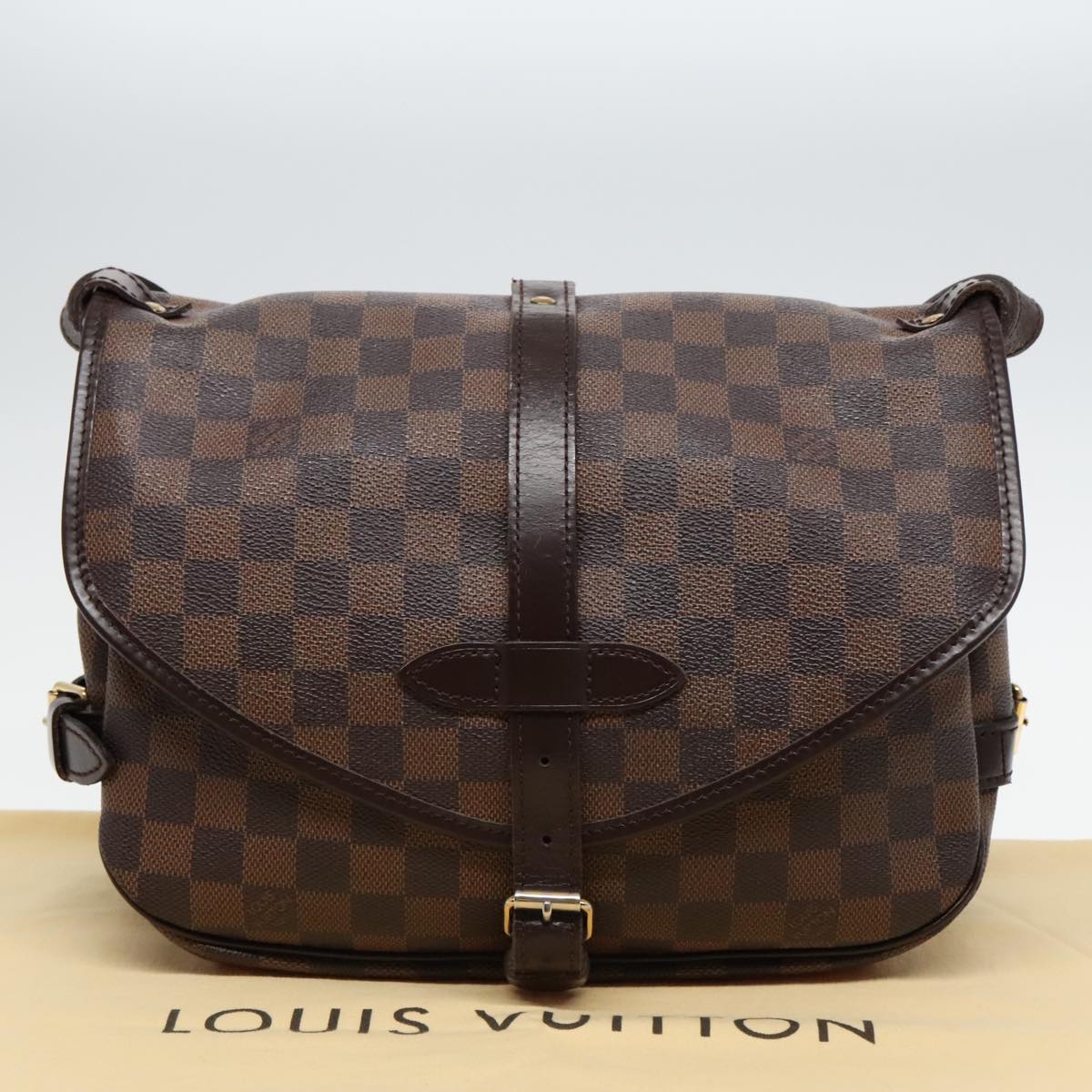 LOUIS VUITTON Damier Ebene Saumur 30 Shoulder Bag N48081 LV Auth 92005A