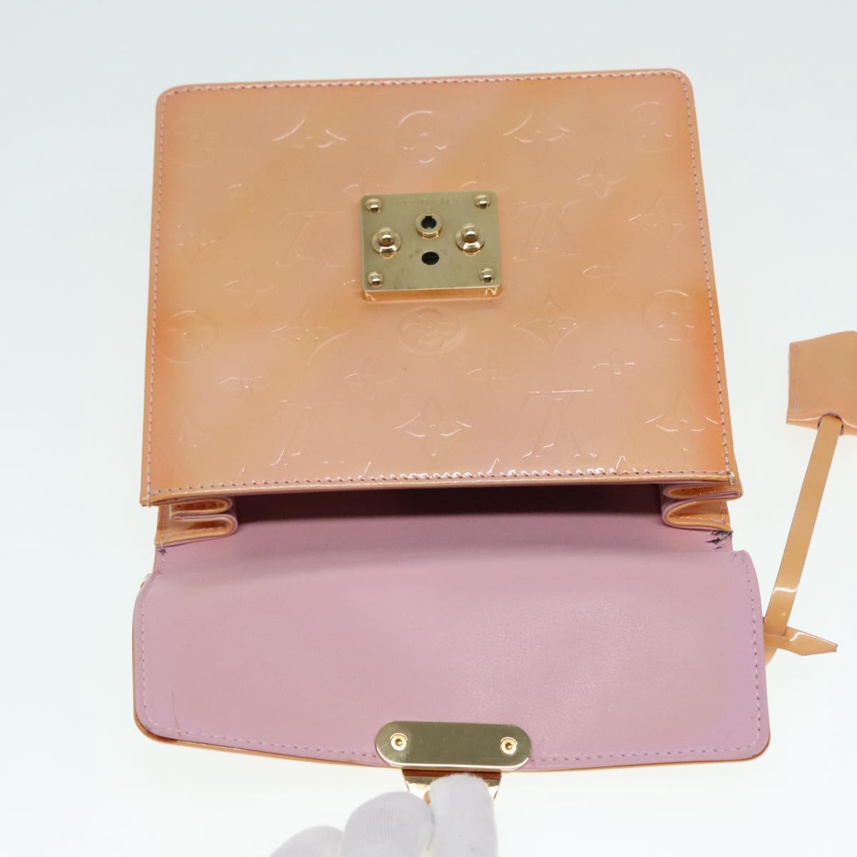 LOUIS VUITTON Vernis Spring Street Hand Bag Marshmallow Pink M91033 Auth 92033