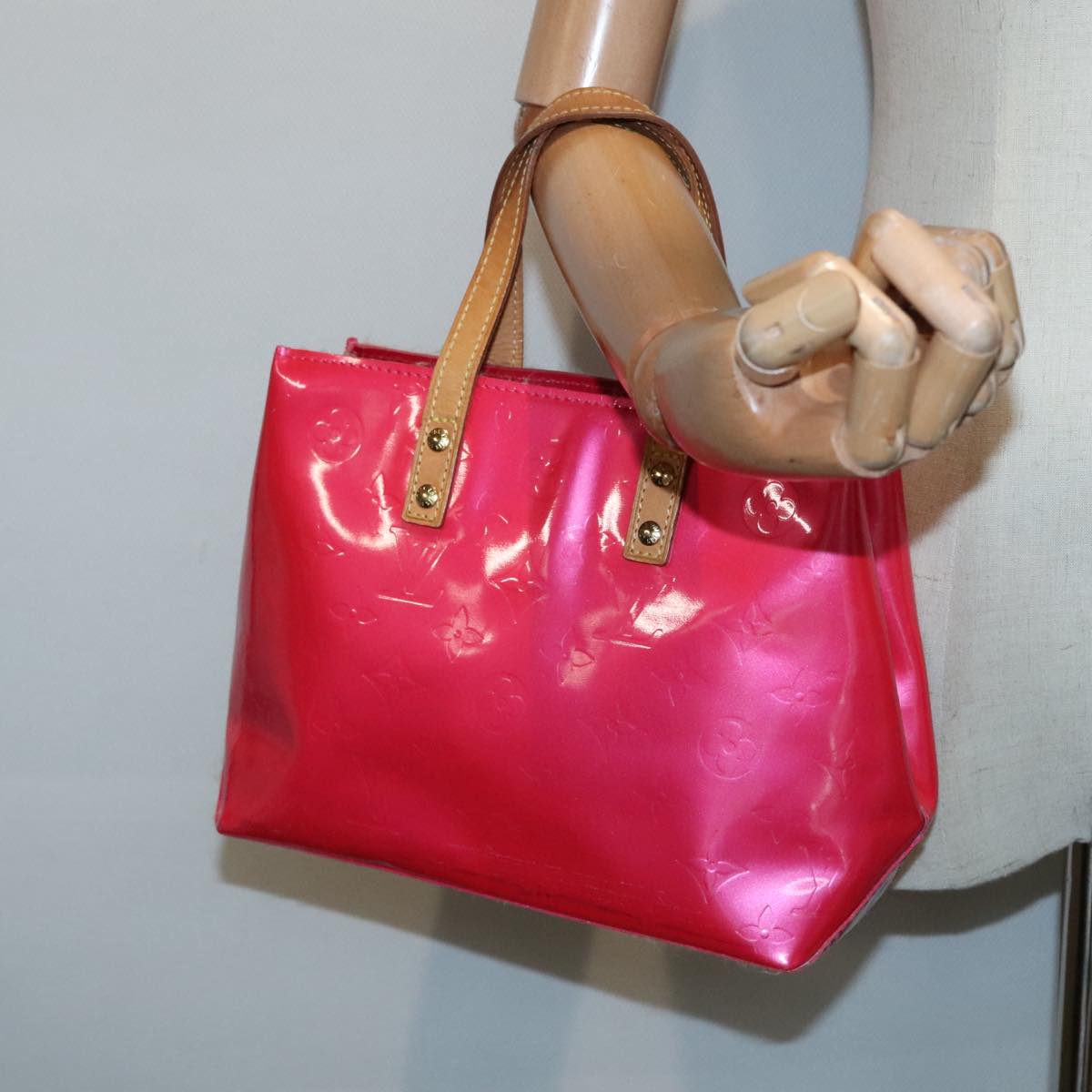 LOUIS VUITTON Monogram Vernis Reade PM Hand Bag Fuchsia Pink M91221 Auth 92035