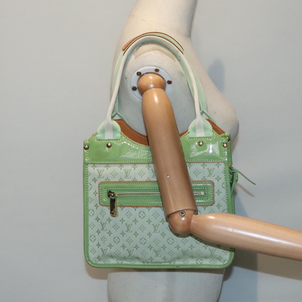 LOUIS VUITTON Monogram Mini Sac Catline Tote Bag Almond Green M92931 Auth 92044