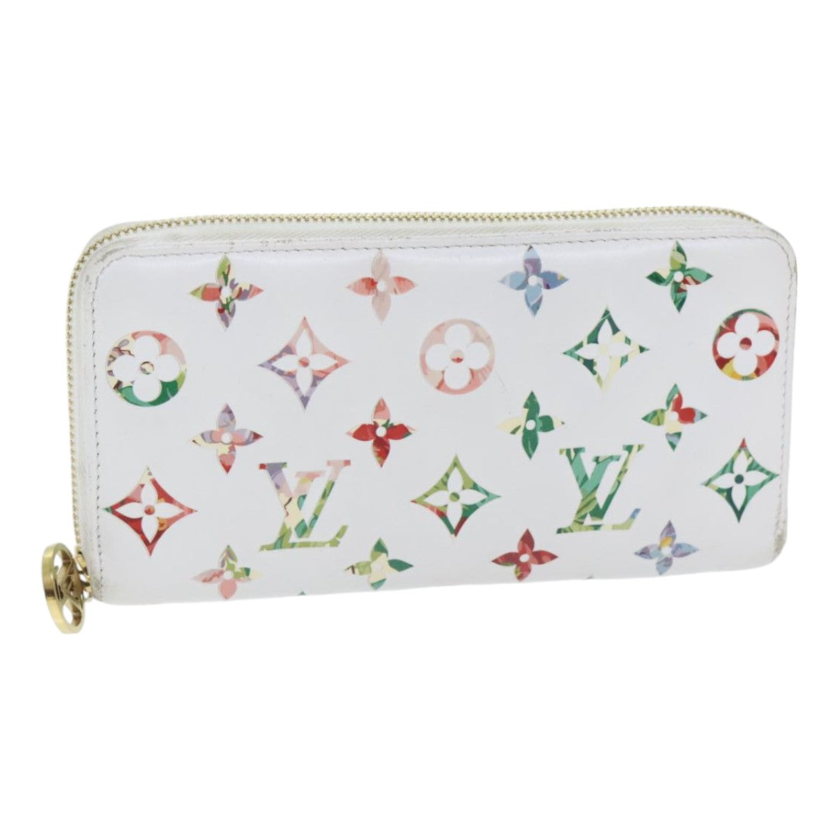 LOUIS VUITTON Monogram Garden Zippy Wallet White M81694 LV Auth 92060