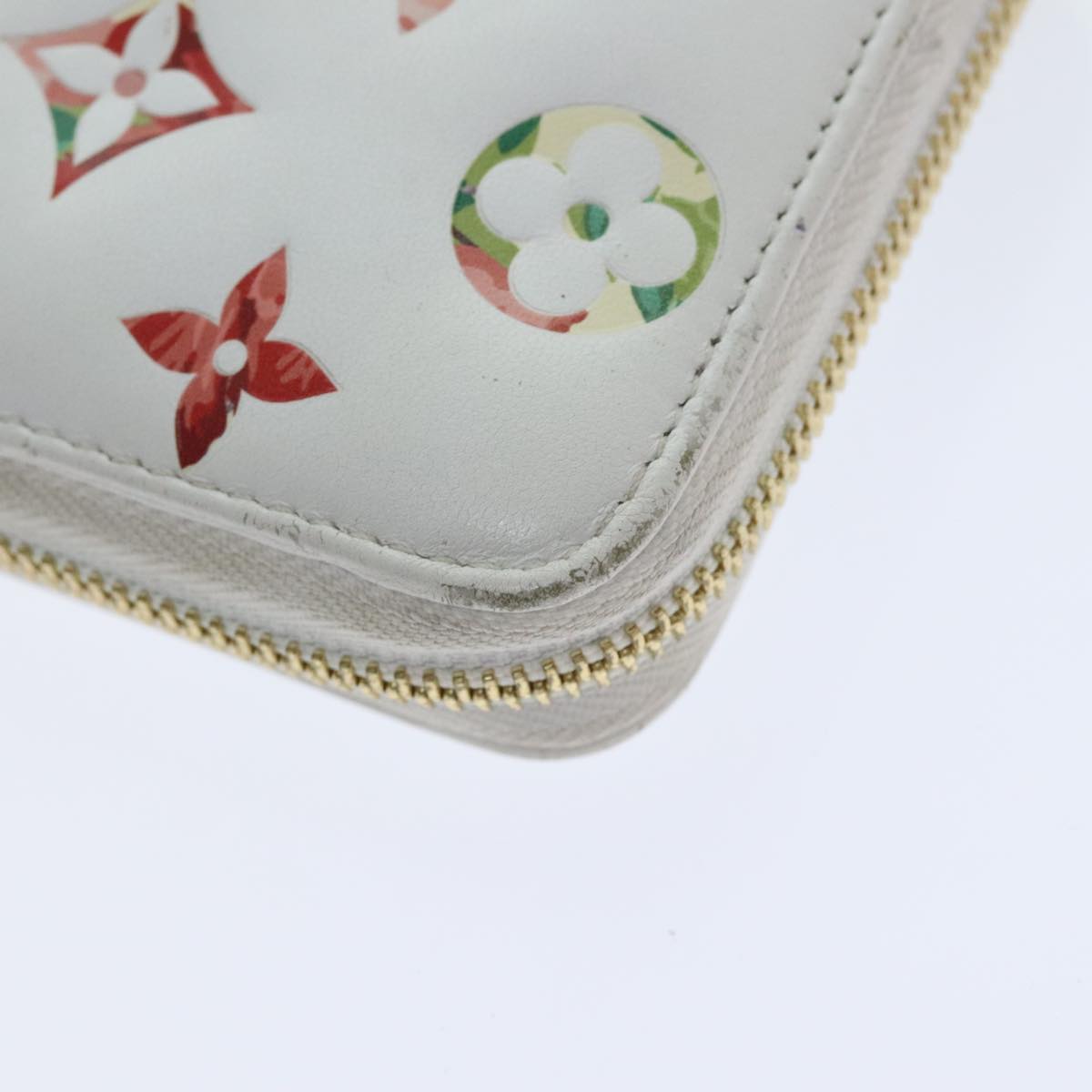 LOUIS VUITTON Monogram Garden Zippy Wallet White M81694 LV Auth 92060