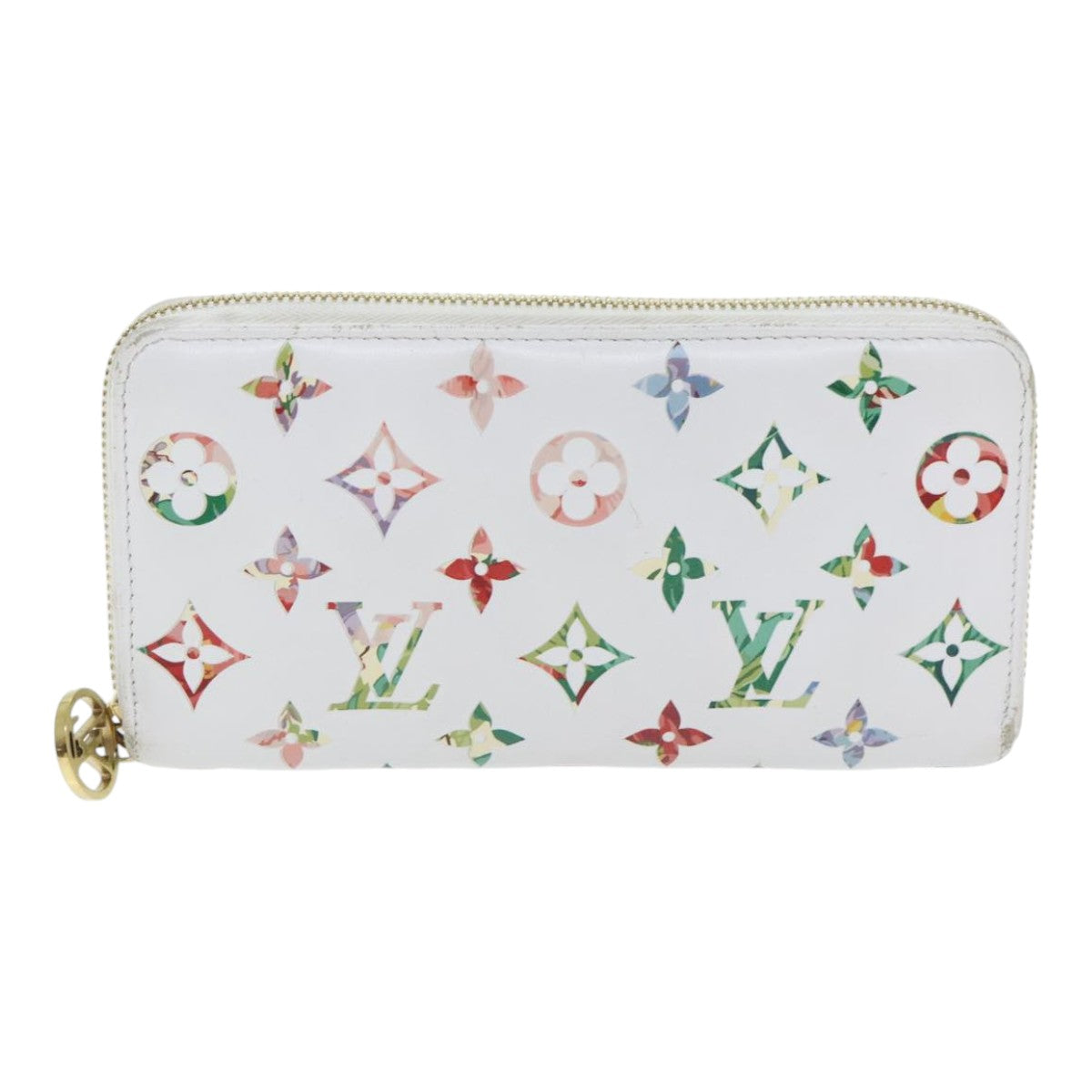 LOUIS VUITTON Monogram Garden Zippy Wallet White M81694 LV Auth 92060