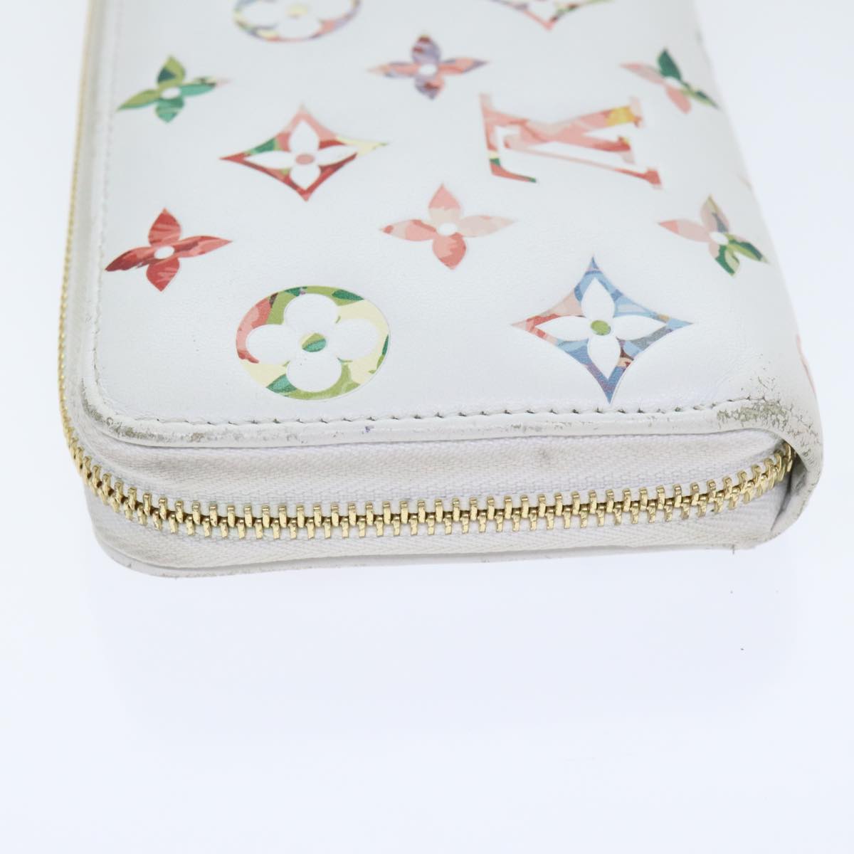 LOUIS VUITTON Monogram Garden Zippy Wallet White M81694 LV Auth 92060