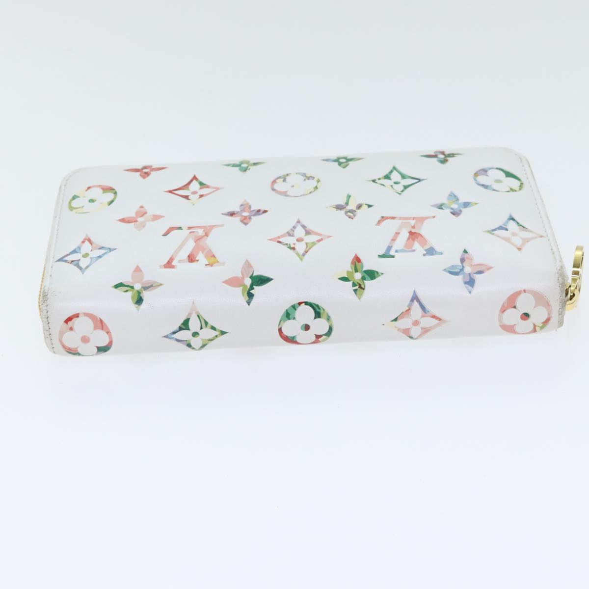 LOUIS VUITTON Monogram Garden Zippy Wallet White M81694 LV Auth 92060