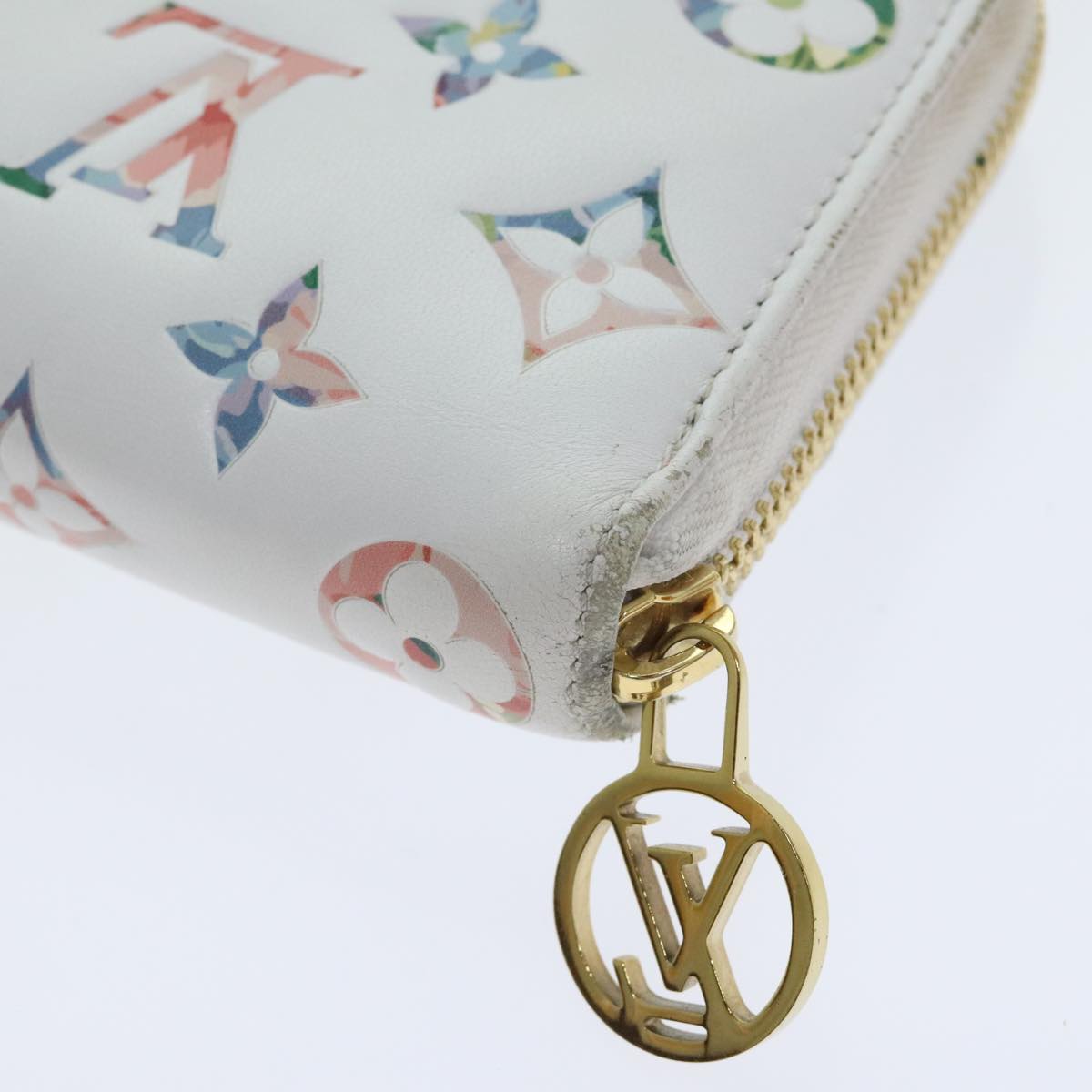 LOUIS VUITTON Monogram Garden Zippy Wallet White M81694 LV Auth 92060