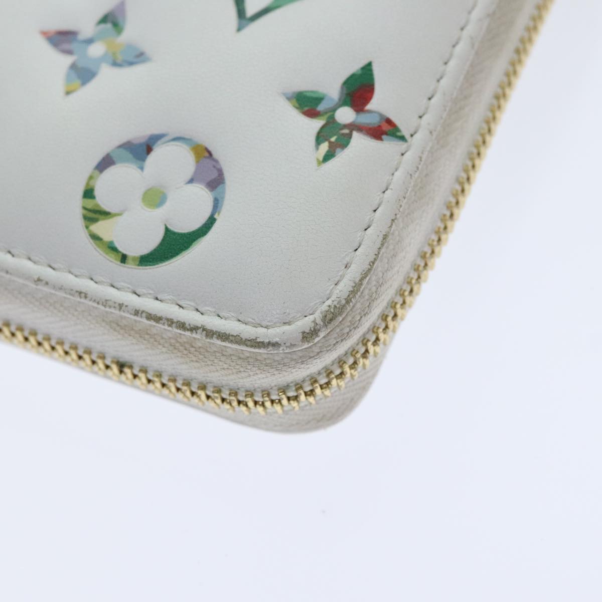 LOUIS VUITTON Monogram Garden Zippy Wallet White M81694 LV Auth 92060