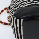 CHANEL Matelasse Chain Shoulder Bag Cotton Black White CC Auth 92066SM-15
