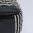 CHANEL Matelasse Chain Shoulder Bag Cotton Black White CC Auth 92066SM-16