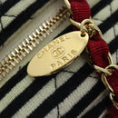 CHANEL Matelasse Chain Shoulder Bag Cotton Black White CC Auth 92066SM-18