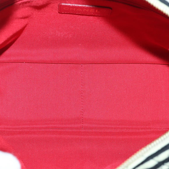 CHANEL Matelasse Chain Shoulder Bag Cotton Black White CC Auth 92066SM