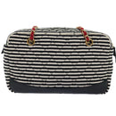 CHANEL Matelasse Chain Shoulder Bag Cotton Black White CC Auth 92066SM-2