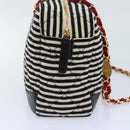 CHANEL Matelasse Chain Shoulder Bag Cotton Black White CC Auth 92066SM-3