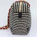 CHANEL Matelasse Chain Shoulder Bag Cotton Black White CC Auth 92066SM-4