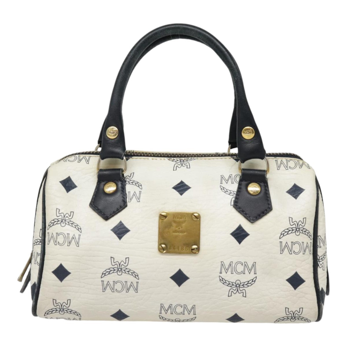 MCM Vicetos Logogram Hand Bag PVC Leather White Auth 92070 - 0