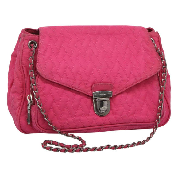 PRADA Umhängetasche Kette Nylon Pink Auth 92071