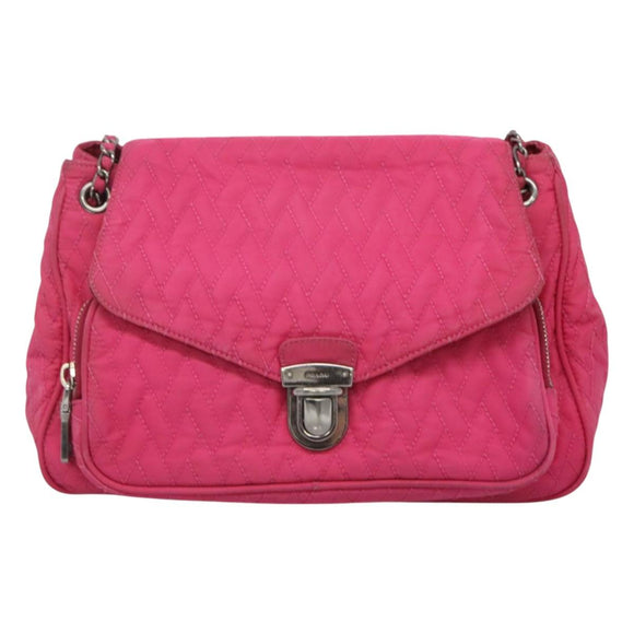 PRADA Chain Shoulder Bag Nylon Pink Auth 92071