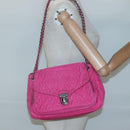 PRADA Chain Shoulder Bag Nylon Pink Auth 92071-26