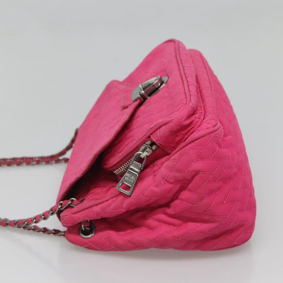 PRADA Chain Shoulder Bag Nylon Pink Auth 92071
