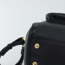 Salvatore Ferragamo Gancini Chain Shoulder Bag Leather Black Gold Auth 92072AV-16