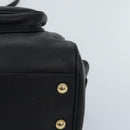 Salvatore Ferragamo Gancini Chain Shoulder Bag Leather Black Gold Auth 92072AV-17