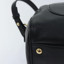 Salvatore Ferragamo Gancini Chain Shoulder Bag Leather Black Gold Auth 92072AV-18