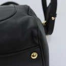 Salvatore Ferragamo Gancini Chain Shoulder Bag Leather Black Gold Auth 92072AV-19