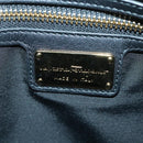 Salvatore Ferragamo Gancini Chain Shoulder Bag Leather Black Gold Auth 92072AV-21