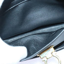 Salvatore Ferragamo Gancini Chain Shoulder Bag Leather Black Gold Auth 92072AV-25