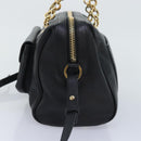 Salvatore Ferragamo Gancini Chain Shoulder Bag Leather Black Gold Auth 92072AV-4