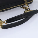 Salvatore Ferragamo Gancini Chain Shoulder Bag Leather Black Gold Auth 92072AV-7