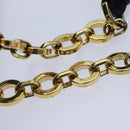 Salvatore Ferragamo Gancini Chain Shoulder Bag Leather Black Gold Auth 92072AV-8