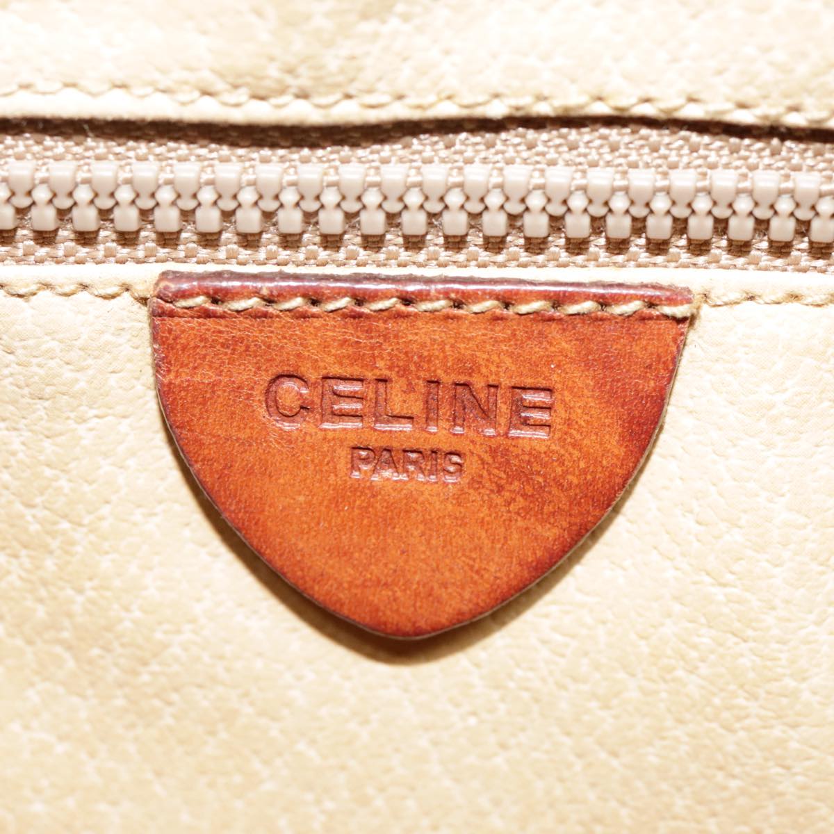 CELINE Macadam Canvas Shoulder Bag PVC Leather Brown Gold Auth 92074