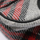 BURBERRY Nova Check Blue Label Chain Hand Bag Wool Gray Auth 92080-15