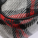 BURBERRY Nova Check Blue Label Chain Hand Bag Wool Gray Auth 92080-16