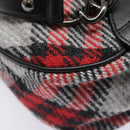 BURBERRY Nova Check Blue Label Chain Hand Bag Wool Gray Auth 92080-17