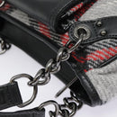 BURBERRY Nova Check Blue Label Chain Hand Bag Wool Gray Auth 92080-9