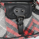 BURBERRY Nova Check Blue Label Chain Hand Bag Wool Gray Auth 92080-21