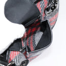 BURBERRY Nova Check Blue Label Chain Hand Bag Wool Gray Auth 92080-23