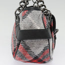 BURBERRY Nova Check Blue Label Chain Hand Bag Wool Gray Auth 92080-4