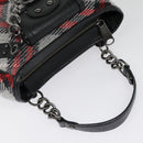 BURBERRY Nova Check Blue Label Chain Hand Bag Wool Gray Auth 92080-6