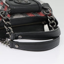 BURBERRY Nova Check Blue Label Chain Hand Bag Wool Gray Auth 92080-7