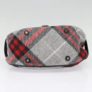 BURBERRY Nova Check Blue Label Chain Hand Bag Wool Gray Auth 92080-5