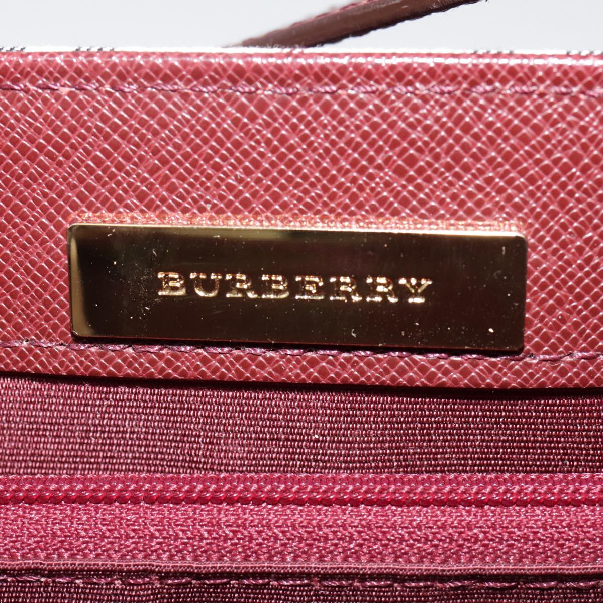 BURBERRY Nova Check Shoulder Bag Canvas Leather Beige Wine Red gold Auth 92083